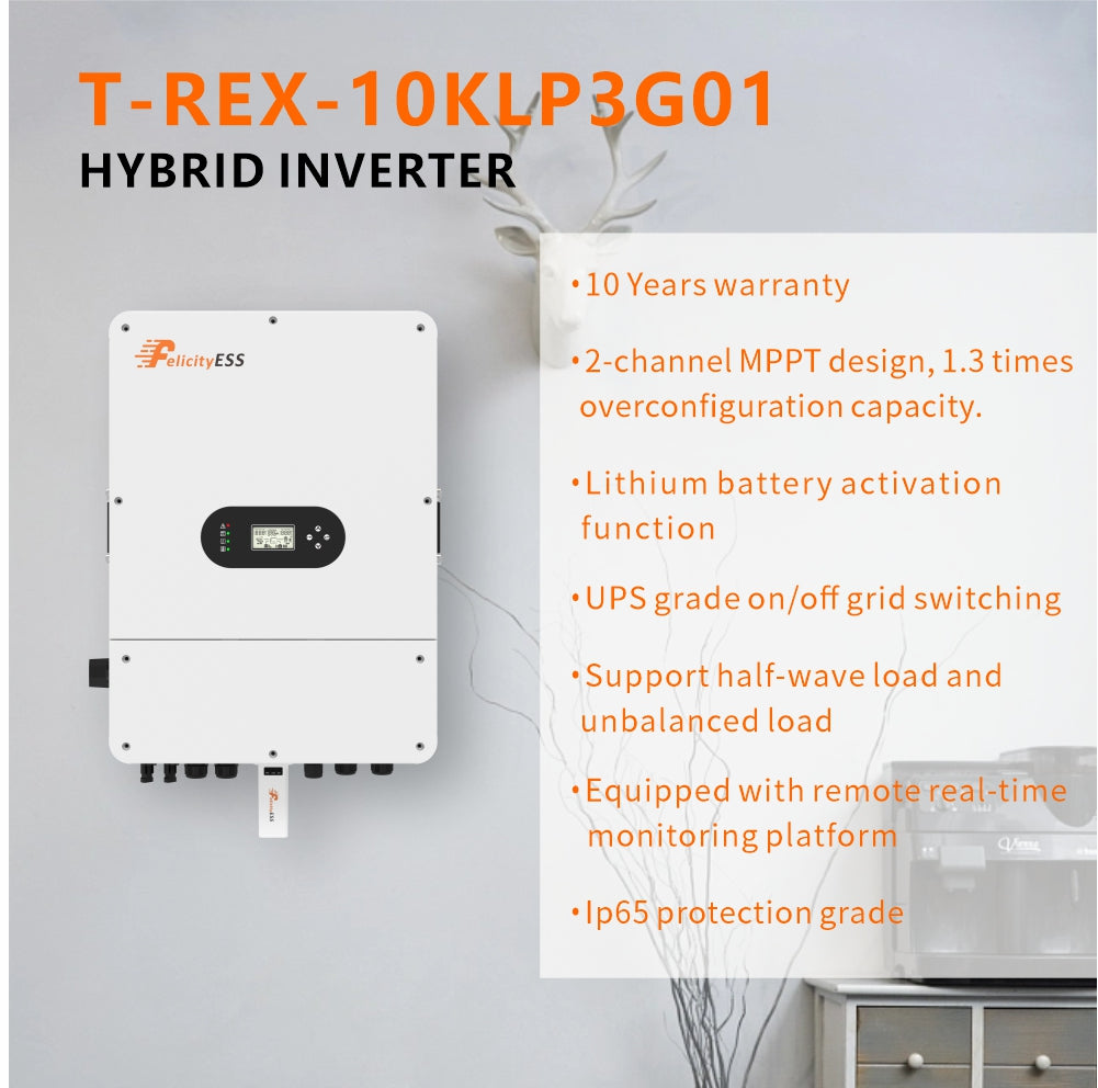 T-REX-10KL3P-G01 Hybride omvormer 48V / Drie fasen 10kW Inclusief Slimme Meter