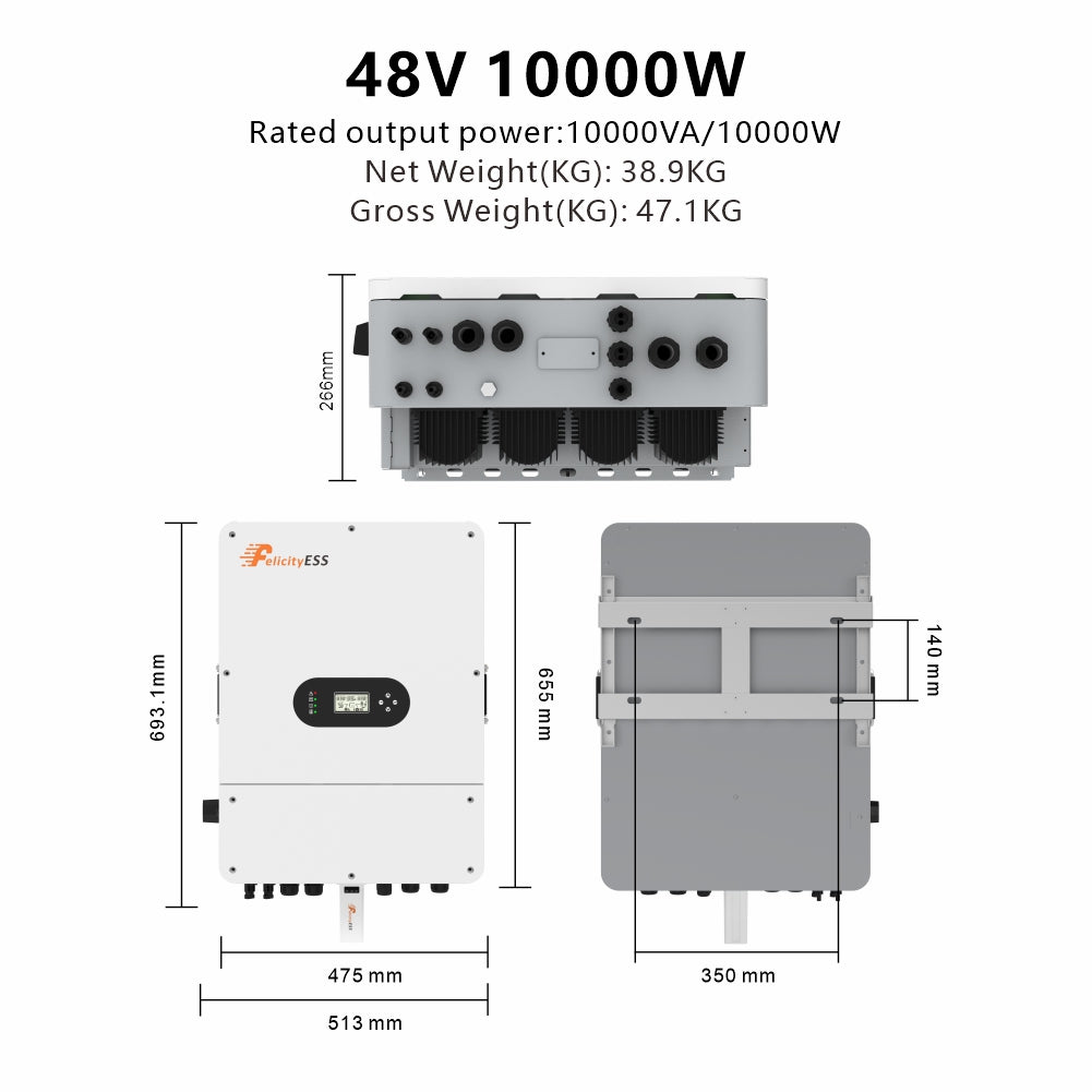 T-REX-10KL3P-G01 Hybride omvormer 48V / Drie fasen 10kW Inclusief Slimme Meter