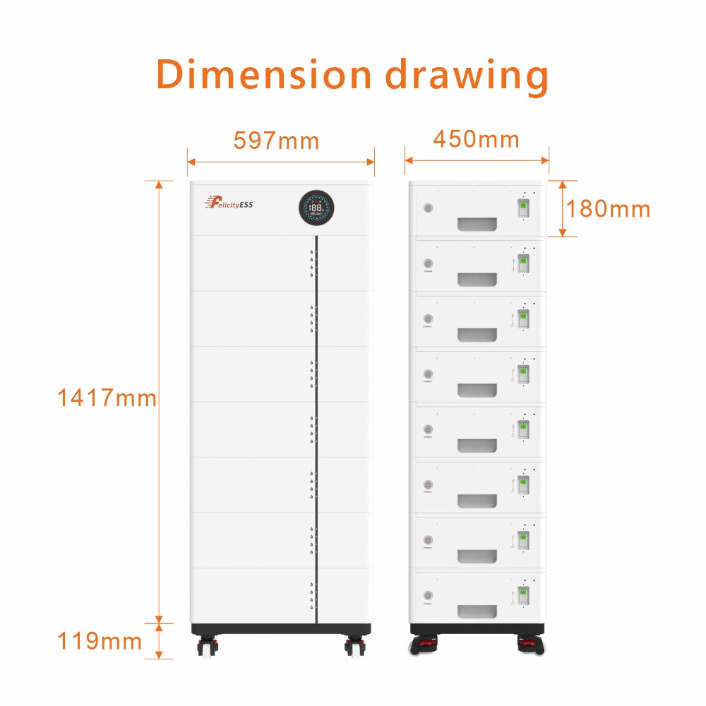 LUX-X-48100LG01 5,12 kWh 51,2 V ultra-duurzame, hoogwaardige lithium-ionbatterij met geavanceerd BMS voor een langere levensduur en ongeëvenaarde veiligheid