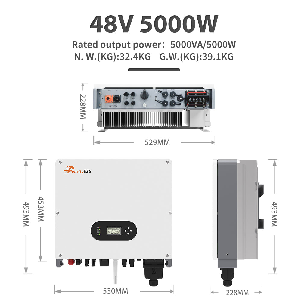 T-REX-5KLP1G01 Hybride omvormer 48V / Enkele fase 5kW Inclusief Slimme Meter
